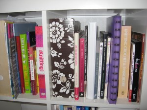 IMG_0605 These are a few of the books. Thankfully I haven't got a photo of all my photocopies and Ravelry queue